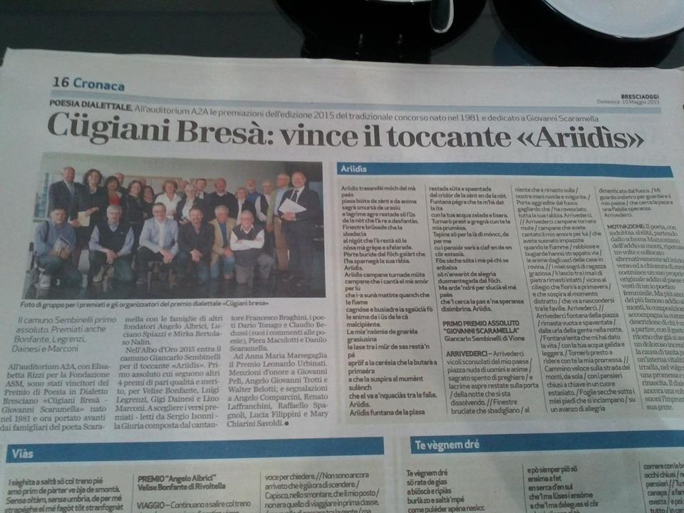 Premio di Poesia in Dialetto Bresciano "Cügiani Bresà - Giovanni Scaramella"
